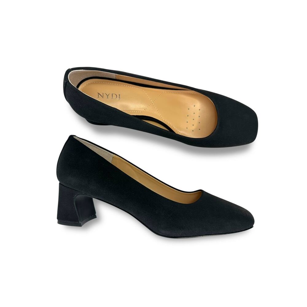 NYDJ New Women's Fay 2 Block Heel Pumps Size 9 Black Faux Suede Microfiber